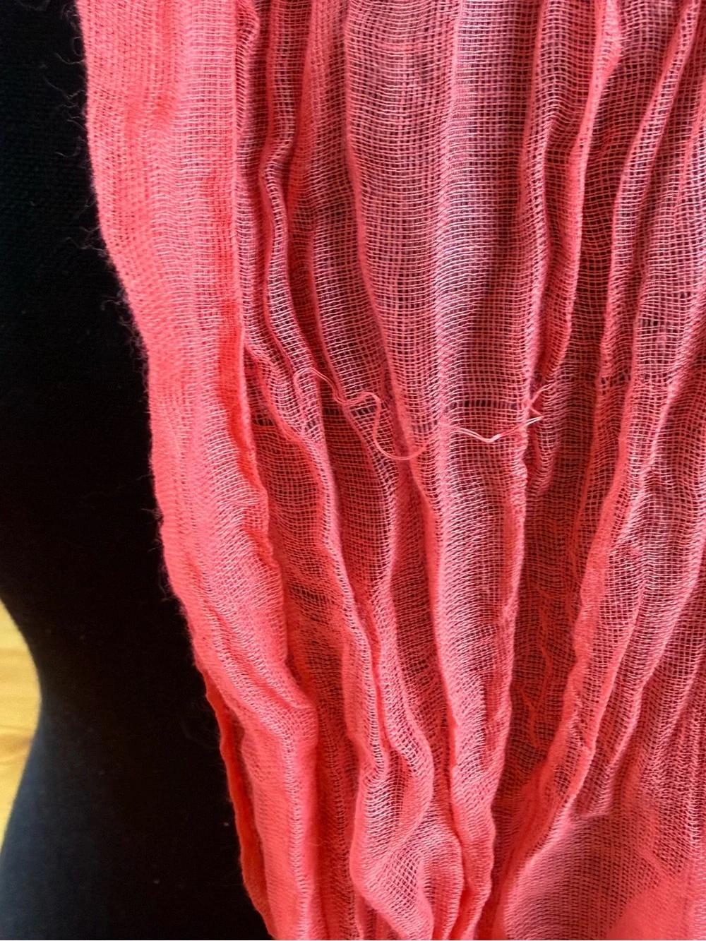 Coral braided scarf wrap braided ends  lightweight summer
